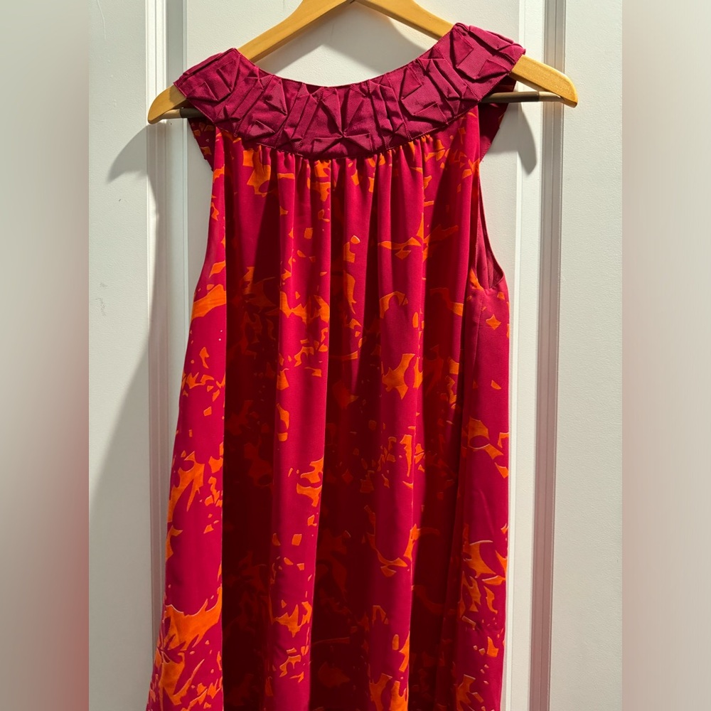CAbi sleeveless pink and orange blouse